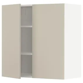 IKEA METOD МЕТОД, навісна шафа з полицями / 2 дверцят, білий / хавсторпський бежевий, 80x80 см 794.700.12 фото