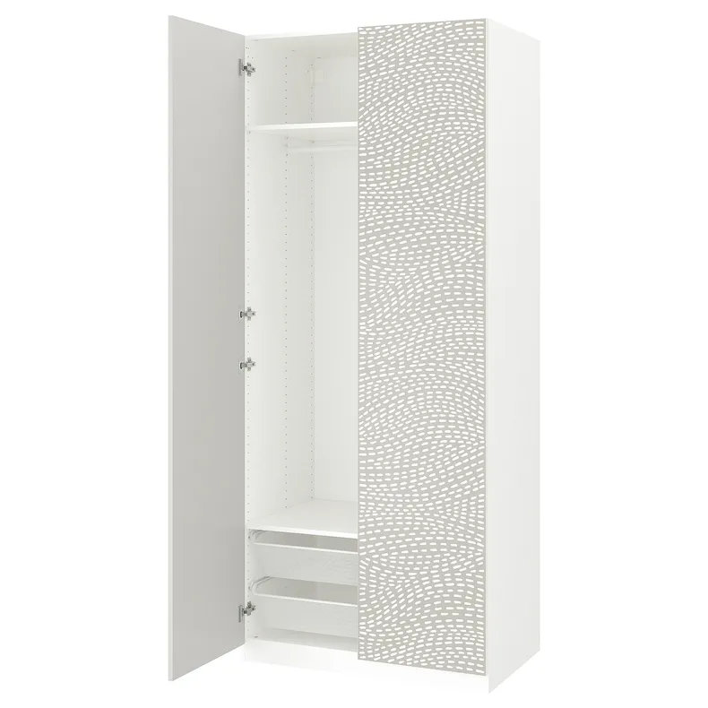 IKEA PAX ПАКС / MISTUDDEN МИСТУДДЕН, гардероб, комбинация, белый / серый узор, 100x60x236 см 595.210.55 фото №1