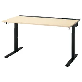 IKEA MITTZON МІТТЗОН, письмовий стіл, okl береза/чорний, 140x80 см 895.281.16 фото