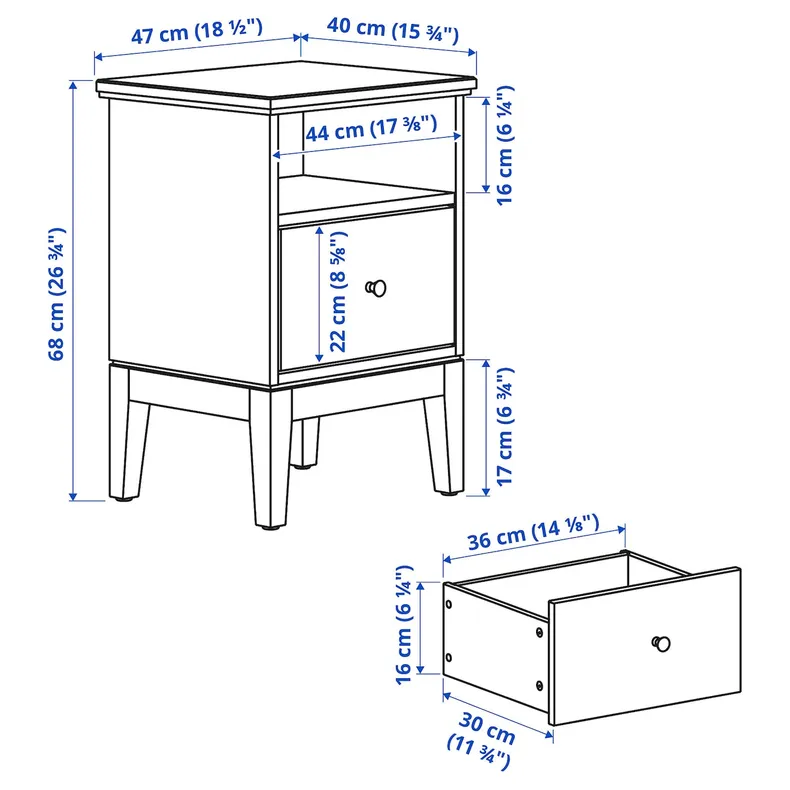 IKEA IDANÄS ИДАНЭС, тумба прикроватная, тёмно-коричневый с пятнами, 47x40 см 804.588.15 фото №5