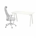 IKEA TROTTEN ТРОТТЕН / MATCHSPEL МАТЧСПЕЛЬ, стіл і стілець, білий/світло-сірий 495.377.59 фото thumb №1
