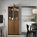 IKEA BILLY БИЛЛИ / OXBERG ОКСБЕРГ, стеллаж / панельные / стеклянные двери, коричневый орех, 80x30x202 см 694.833.26 фото thumb №2