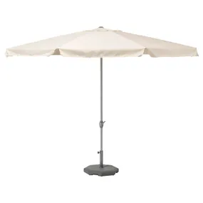 IKEA LJUSTERÖ ЛЬЮСТЕРЭ, зонт от солнца с опорой, бежевый / темно-серый, 400 см 793.254.83 фото