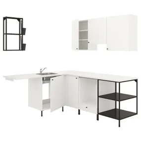 IKEA ENHET ЕНХЕТ, кутова кухня, антрацит/білий 693.379.95 фото