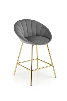 Барний стілець оксамитовий HALMAR H112 сірий, золотий фото