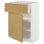 IKEA METOD МЕТОД / MAXIMERA МАКСІМЕРА, підлогова шафа з шухлядами та дверц, білий / Voxtorp імітація. дуб, 60x37 см 295.388.87 фото