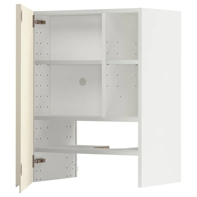 IKEA METOD МЕТОД, настінн шаф д / витяжки з полиц / дверц, білий / Voxtorp високий глянець світло-бежевий, 60x80 см 695.044.80 фото №1