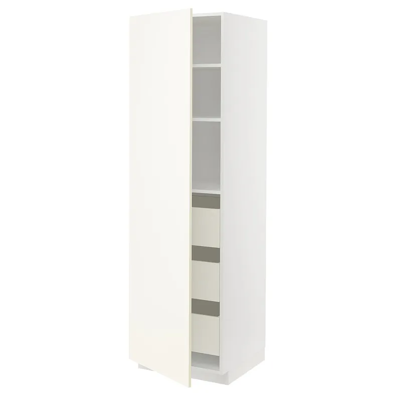 IKEA METOD МЕТОД / MAXIMERA МАКСІМЕРА, висока шафа із шухлядами, білий / ВАЛЛЬСТЕНА білий, 60x60x200 см 095.074.05 фото №1