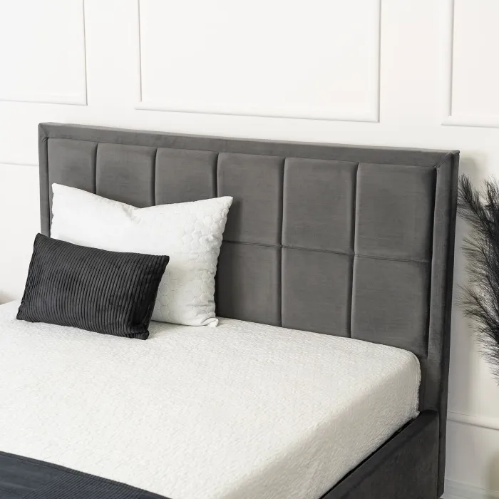 Кровать двуспальная бархатная MEBEL ELITE CARLOS Velvet, 140x200 см, серый фото №4