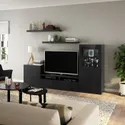 IKEA BESTÅ БЕСТО / LACK ЛАКК, шкаф для ТВ, комбинация, черно-коричневый, 240x42x129 см 893.987.42 фото thumb №2