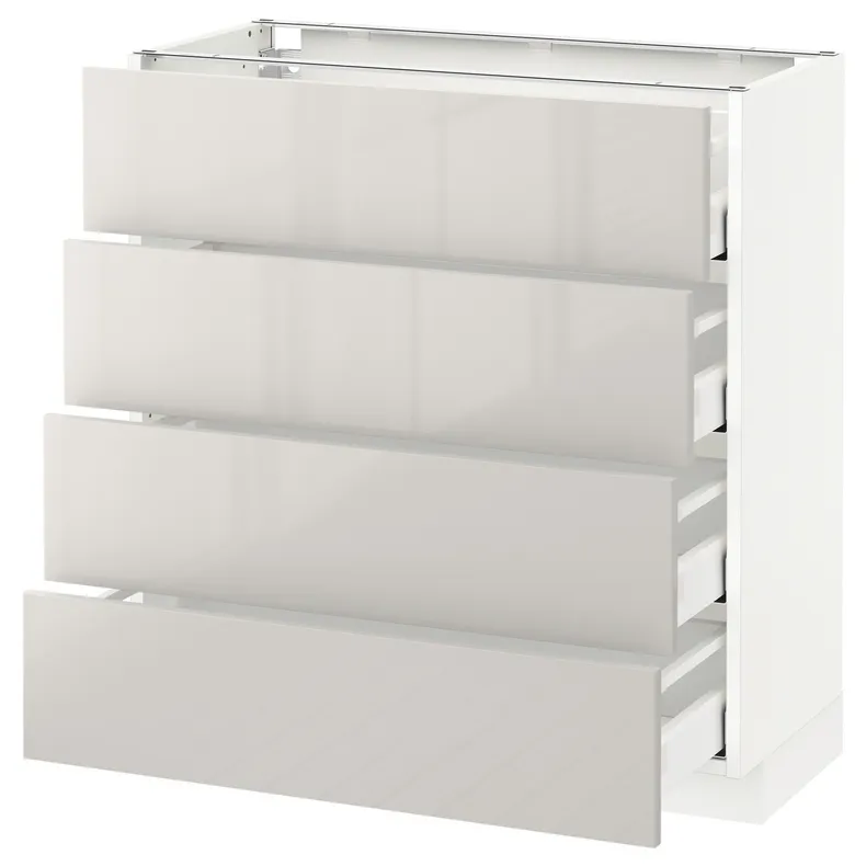IKEA METOD МЕТОД / MAXIMERA МАКСИМЕРА, напольн шкаф 4 фронт панели / 4 ящика, белый / светло-серый, 80x37 см 091.424.20 фото №1