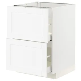 IKEA METOD МЕТОД / MAXIMERA МАКСИМЕРА, напольный шкаф 2фасада / 2выс ящика, белый Энкёпинг / белая имитация дерева, 60x60 см 394.733.95 фото