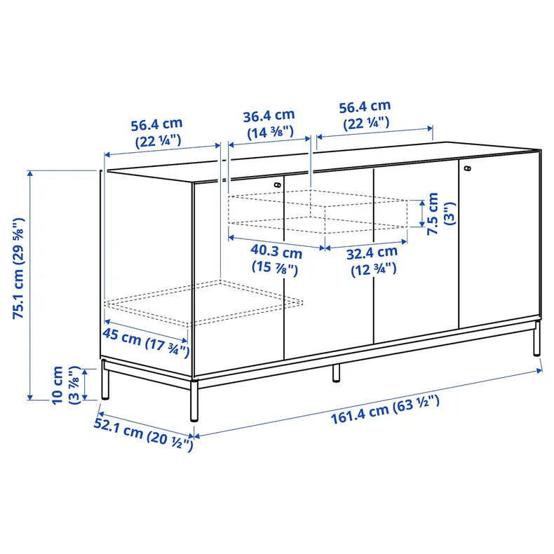 IKEA BOASTAD БОАСТАД, сервант, дуб чорноокий, 161x52x75 см 305.070.12 фото №5