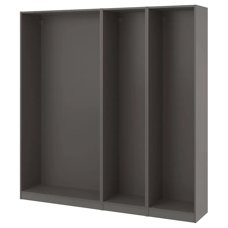 IKEA PAX ПАКС, 3 каркаси гардероба, темно-сірий, 200x35x201 см 594.321.82 фото №1