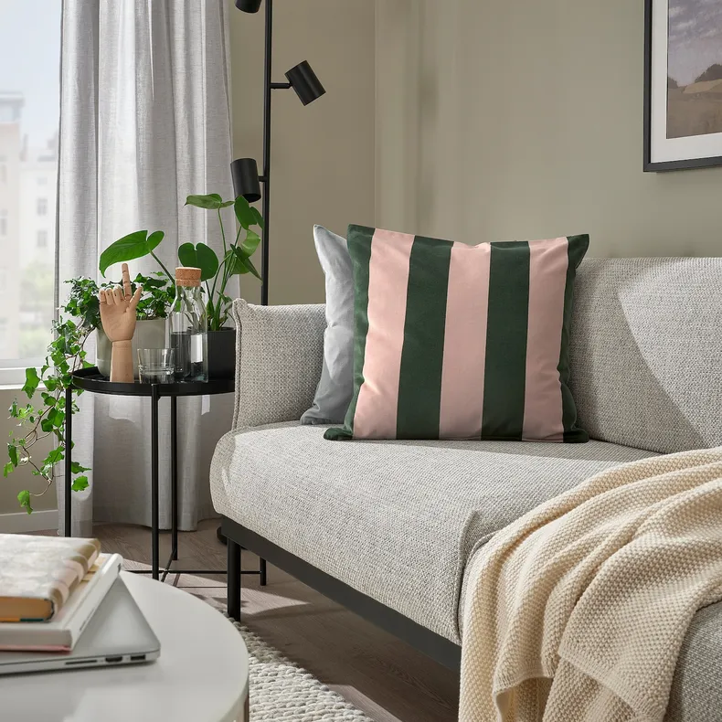 IKEA IDGRAN ІДГРАН, чохол на подушку, смужки/рожево-зелений, 50x50 см 805.802.41 фото №3