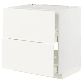 IKEA METOD МЕТОД / MAXIMERA МАКСІМЕРА, підлог шафа д / плит / вб витяжк з шухл, білий / ВАЛЛЬСТЕНА білий, 80x60 см 395.071.59 фото