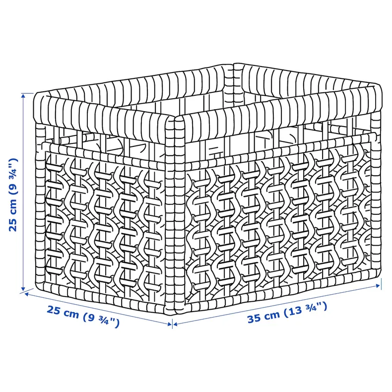 IKEA TÄTING ТЕТІНГ, кошик, Гіацинт водяний / натуральний, 35x25x25 см 905.168.05 фото №6