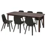 IKEA STRANDTORP СТРАНДТОРП / ODGER ОДГЕР, стіл+6 стільців, коричневий/антрацит, 150/205/260 см 094.829.85 фото