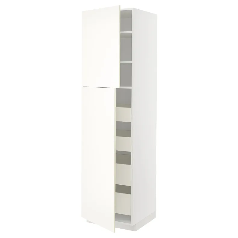 IKEA METOD МЕТОД / MAXIMERA МАКСІМЕРА, висока шафа, 2 дверцят / 4 шухляди, білий / ВАЛЛЬСТЕНА білий, 60x60x220 см 095.074.34 фото №1