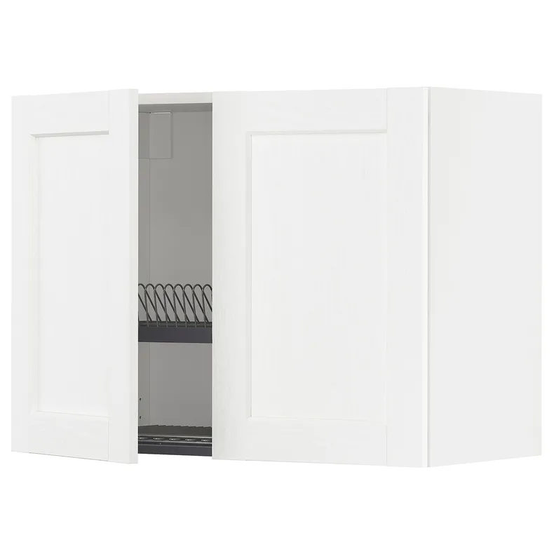 IKEA METOD МЕТОД, навесной шкаф с сушилкой / 2дверцы, белый Энкёпинг / белая имитация дерева, 80x60 см 794.734.97 фото №1