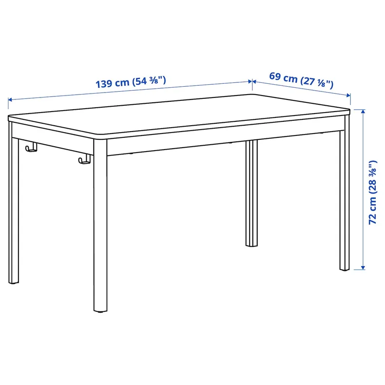 IKEA IDÅSEN ИДОСЕН, подстолье для столешницы, тёмно-серый, 139x69x72 см фото №2