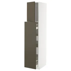 IKEA METOD МЕТОД / MAXIMERA МАКСИМЕРА, высокий шкаф/выдвижн секция/1дв/4ящ, белый/гавсторпский коричневый/бежевый, 40x60x200 см 695.587.79 фото