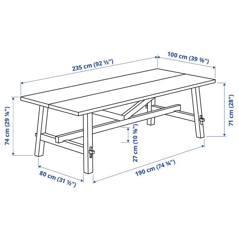 IKEA SKOGSTA СКОГСТА, стіл обідній, акація, 235x100 см фото №6