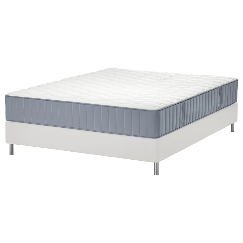 IKEA LYNGÖR ЛинГЁР, тахта, Vågstranda medium hard, LIght bлуe white, 180x200 см фото №1