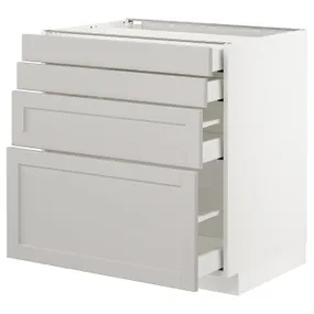 IKEA METOD МЕТОД / MAXIMERA МАКСИМЕРА, напольн шкаф 4 фронт панели / 4 ящика, белый / светло-серый, 80x60 см 092.744.15 фото
