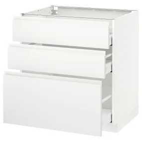 IKEA METOD МЕТОД / MAXIMERA МАКСІМЕРА, підлогова шафа з 3 шухлядами, білий / Voxtorp матовий білий, 80x60 см 891.128.05 фото