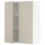IKEA METOD МЕТОД, навісна шафа з полицями / 2 дверцят, білий / хавсторпський бежевий, 80x100 см 394.658.14 фото