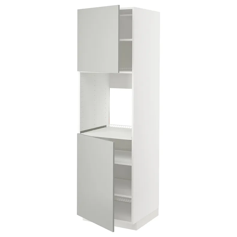 IKEA METOD МЕТОД, висока шафа для дух, 2 дверцят / пол, білий / Хавсторп світло-сірий, 60x60x200 см 295.392.12 фото №1