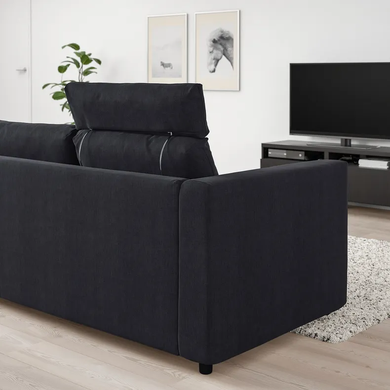 IKEA VIMLE ВІМЛЕ, 3-місний диван, з узголів'ям/САКСЕМАРА чорно-синій 893.990.58 фото №3