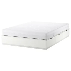 IKEA NORDLI НОРДЛИ, кровать с отд д / хранения и матрасом, белый / Екрехамн средней жесткости, 140x200 см 995.376.86 фото