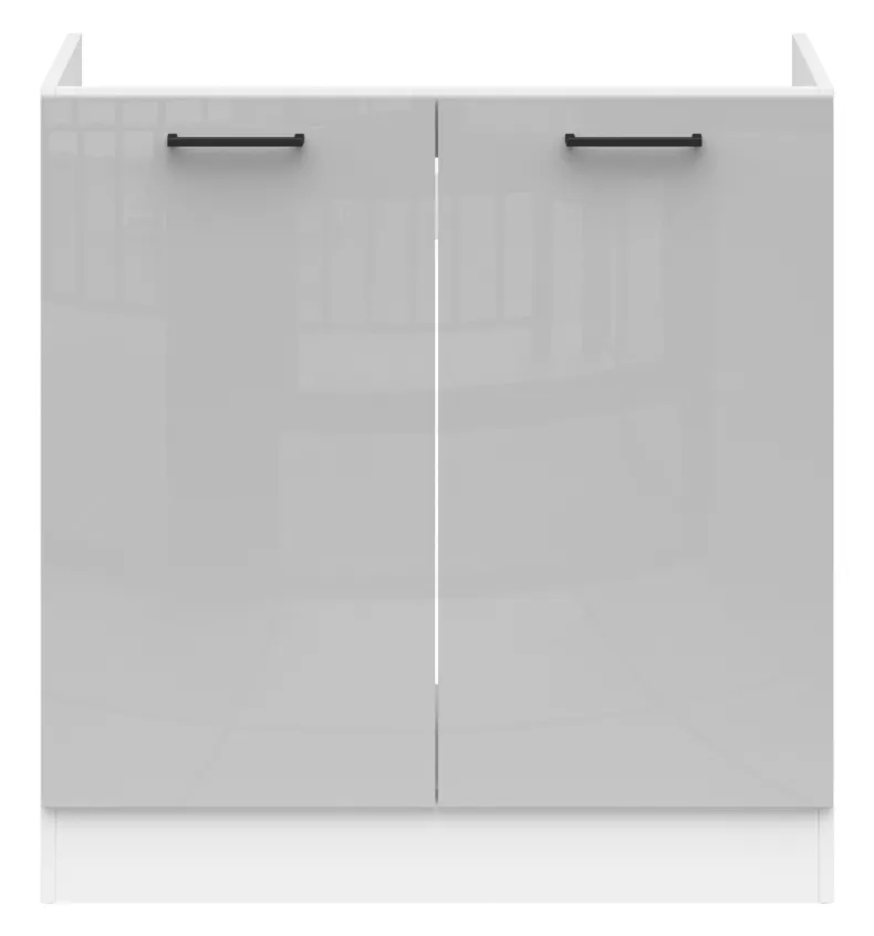 BRW Кухонный шкаф под мойку Junona Line 80 см светло-серый глянец, светло-серый глянец DK2D/80/82-BI/JSZP фото №1