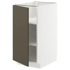 IKEA METOD МЕТОД, напольный шкаф с полками, белый/гавсторпский коричневый/бежевый, 40x60 см 495.585.01 фото