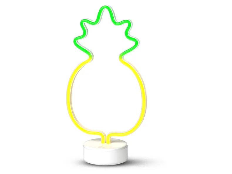 BRW Світлодіодна ананасова неонова настільна лампа мікс жовто-зелена 093830 фото №1