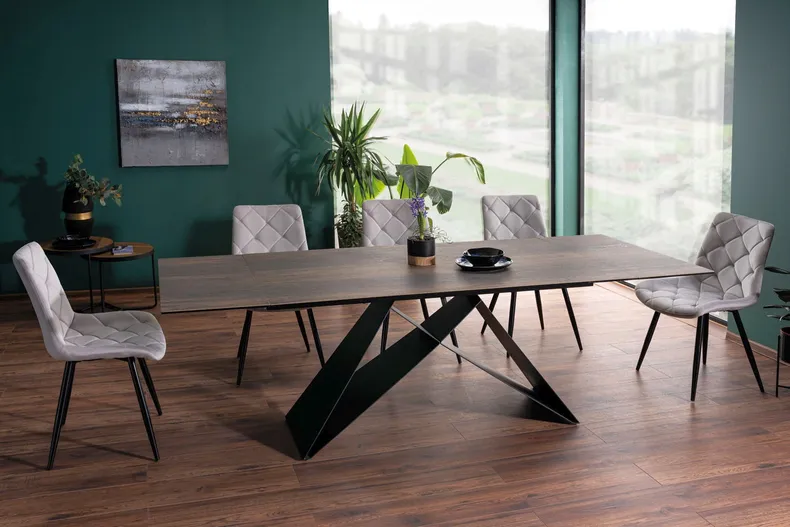 Стол обеденный раскладной SIGNAL WESTIN Ceramic, эффект дерева / матовый черный, 90x160 фото №22