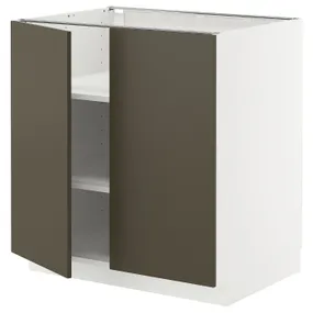 IKEA METOD МЕТОД, підлогова шафа з полицями/2 дверцят, білий/хавсторп коричневий/бежевий, 80x60 см 095.589.42 фото