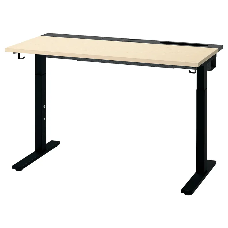 IKEA MITTZON МІТТЗОН, письмовий стіл, okl береза / чорний, 120x60 см 195.258.47 фото №1
