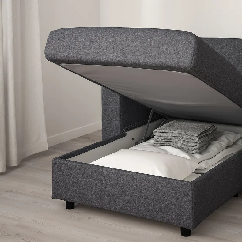 IKEA VIMLE ВИМЛЕ, 3-местный диван-кровать с козеткой, Окрашенный в средне-серый цвет 795.452.82 фото №7