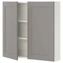 IKEA ENHET ЕНХЕТ, настінна шафа з 2 полицями/дверцят, біла/сіра рамка, 80x17x75 см 593.236.92 фото thumb №1