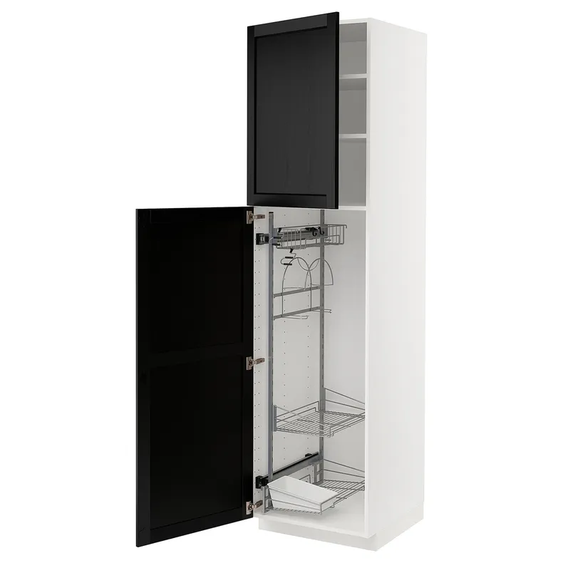 IKEA METOD МЕТОД, высокий шкаф с отд д / акс д / уборки, белый / Лерхиттан с черными пятнами, 60x60x220 см 094.582.21 фото №2