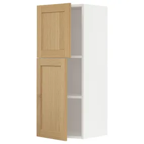 IKEA METOD МЕТОД, навісна шафа з полицями / 2 дверцят, білий / ФОРСБАККА дуб, 40x100 см 295.093.47 фото