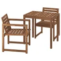 IKEA NÄMMARÖ НЭММАРЁ, садовый стол и 2 легких кресла, светло-коричневое пятно, 75 см 195.445.77 фото thumb №1