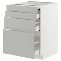 IKEA METOD МЕТОД / MAXIMERA МАКСИМЕРА, напольный шкаф с выдвиж панелью / 3ящ, белый / светло-серый, 60x60 см 095.381.95 фото thumb №1