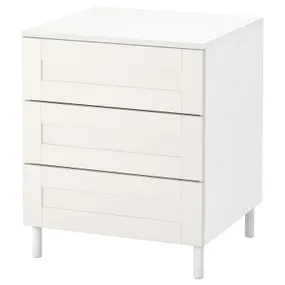 IKEA PLATSA ПЛАТСА, комод із 3 шухлядами, білий / САННІДАЛЬ білий, 60x57x73 см 094.878.55 фото