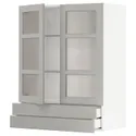 IKEA METOD МЕТОД / MAXIMERA МАКСІМЕРА, шафа навісна, 2 скл дверцят / 2 шухл, білий / світло-сірий Lerhyttan, 80x100 см 394.587.57 фото thumb №1