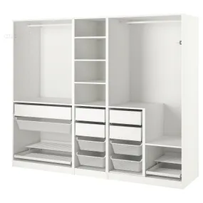 IKEA PAX ПАКС, гардероб, комбінація, білий, 250x58x201 см 893.962.48 фото