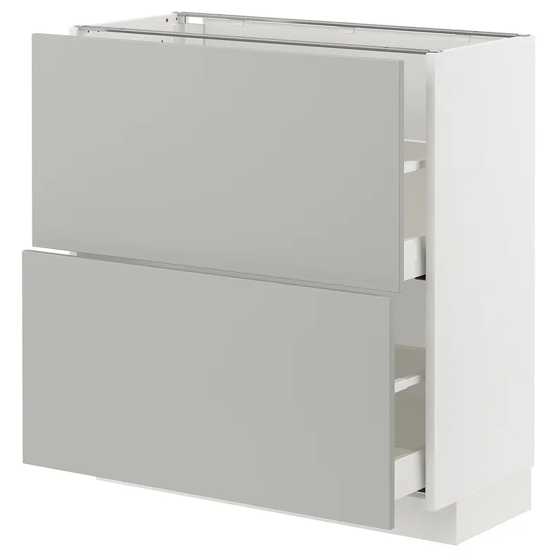 IKEA METOD МЕТОД / MAXIMERA МАКСИМЕРА, напольный шкаф с 2 ящиками, белый / светло-серый, 80x37 см 495.393.86 фото №1